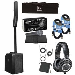 Electro-Voice Evolve 50 Portable Column Bluetooth PA System with Over-the-Ear Headphones & Vocal Microphone Package