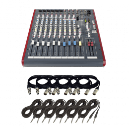 Allen & Heath ZED-12FX - 12-Channel Recording Mixer with USB Connection and Effects + (6) XLR Cables 15FT and (6) TRS Cables 15.