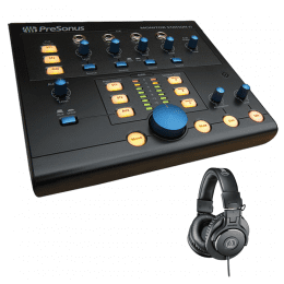 PreSonus Monitor Station V2 Desktop Studio Control Center + Audio-Technica ATH-M30x Monitor Headphones (Black)