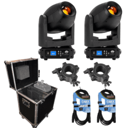 (2) American DJ Focus Spot 4Z 200W LED Moving Head Spot Fixtures with Road Case Package