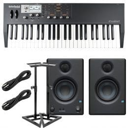 Waldorf Blofeld Keyboard Synthesizer (Black), Presonus Eris3.5 Monitors, Monitor Stands, (2) 1/4 Cables Bundle