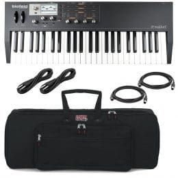 Waldorf Blofeld Keyboard Synthesizer (Black), Gator GKB-49 Bag, (2) 1/4 Cables, (2) Midi Cables Bundle