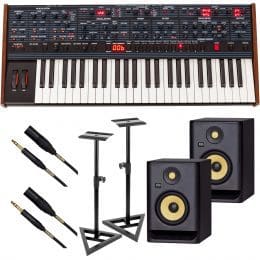 Dave Smith Instruments OB-6 Analog Synthesizer, (2) KRK RP5G4 Monitors, Monitor Stands, (2) XLR to 1/4 Cables Bundle