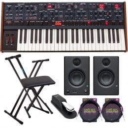 Dave Smith Instruments OB-6 Analog Synthesizer, Keyboard Stand, Bench, Nektar NX-P, Sustain Pedal, Presonus Eris3.5 Monitor, (2) Ernie Ball Cables Bundle