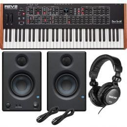 Dave Smith Instruments Prophet Rev2 8-voice Synthesizer, Presonus Eris3.5 Monitors, (2) 1/4 Cables, Tascam TH02 Bundle
