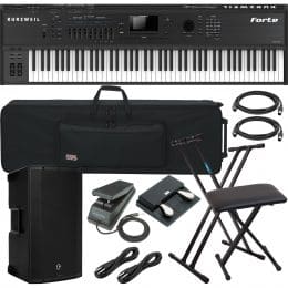 Kurzweil Forte 88-key Stage Piano (Foot Pedal Included), Gator GK-88 Case, Mackie Thump12A, Studiologic VFP-2 Pedal, Keyboard Stand, Bench, Kurzweil CC-1, (2) Midi Cables, (2) 1/4 Cables Bundle