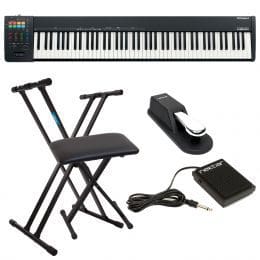 Roland A-88MKII MIDI Keyboard Controller, Keyboard Stand, Bench, Sustain Pedal, Nektar NP-1 Bundle