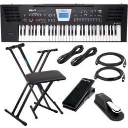Roland BK-3 Backing Keyboard (Black), Keyboard Stand, Bench, Sustain Pedal, Nektar NX-P, (2) 1/4 Cables, (2) Midi Cables Bundle