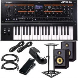 Roland Jupiter-Xm Portable Synthesizer, (2) KRK RP5G4 Monitor, Monitor Stands, Sustain Pedal, Nektar NX-P, (2) 1/4 Cables, (2) Midi Cables Bundle