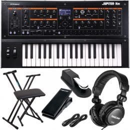 Roland Jupiter-Xm Portable Synthesizer, Keyboard Stand, Bench, Dust Cover, Sustain Pedal, Nektar NX-P, (2) 1/4 Cable, Tascam TH02 Bundle