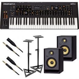 Sequential Prophet X 61-key Synthesizer, (2) KRK RP5G4 Monitors, Monitor Stands, (2) XLR to 1/4 Cables Bundle
