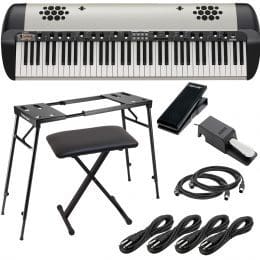 Korg SV-2SP 73-Key Stage Piano w/ Speakers (Creme) (Korg DS-2H Included),Neewer Keyboard Stand, Bench, Nektar NX-P, (4) 1/4 Cable, (2) Midi Cable Bundle