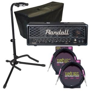 Randall RD100H Diavlo 100W Tube Guitar Head Black, VINYL AMP COVER, (2) ErnieBall Guitar Cables, Gator Stand (GFW-GTR-1000) Bundle
