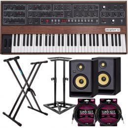 Sequential Prophet-10 61-key Analog Synthesizer,(2) KRK RP5G4 Monitors, Monitor Stands, (2) ErnieBall Cables, Keyboard Stand Bundle