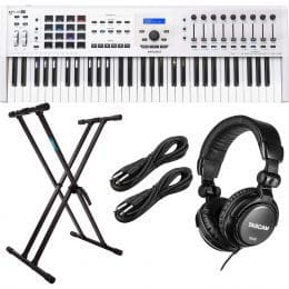 Arturia KeyLab MKII 61 White, Stand, (2) 1/4 Cables, Tascam TH02 Bundle