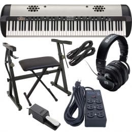 Korg SV2-SP 88-key Piano with Speaker (DS-2H Pedal Included), Plixio Piano Stand, Bench, Presonus HD9, Furman SS-6B, (2) 1/4 Cables Bundle