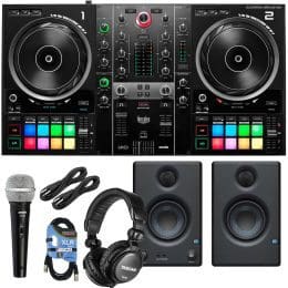 Hercules DJControl Inpulse 500 2-channel DJ Controller, Presonus Eris3.5, Tascam TH02, (2) 1/4 Cables, SV100 Mic, XLR Cable Bundle
