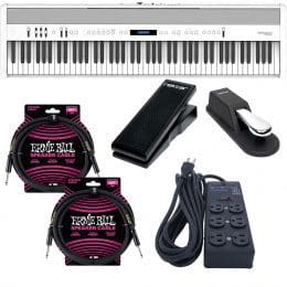 Roland FP-60X Portable Digital Piano (White), Sustain Pedal, Nektar NX-P, (2) ErnieBall Cables, Furman SS6B Bundle