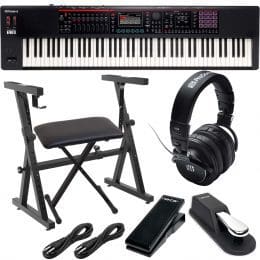 Roland FANTOM-08 Keyboard, Stand, Bench, Sustain, Expression Pedal, Presonus HD9, (4) 1/4 Cables Bundle
