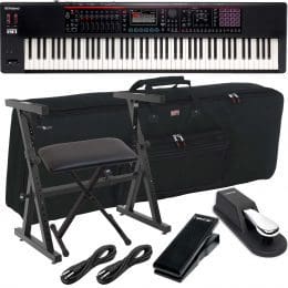 Roland FANTOM-08 Keyboard, Stand, Bench, Sustain, Expression Pedal, Gator GKB-88 Bag, (2) 1/4 Cables Bundle