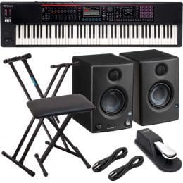 Roland FANTOM-08 Keyboard, Keyboard Stand, Bench, Sustain Pedal, Presonus Eris 3.5, (2) 1/4 Cables Bundle
