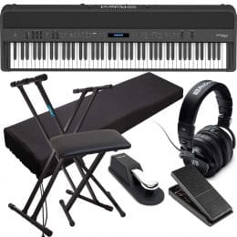 Roland FP-90X Digital Piano (Black), Stand, Bench, Cover, Sustain Pedal, Presonus HD9, Yamaha FC7 Bundle