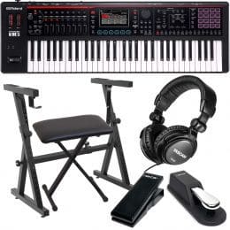 Roland Fantom-06 61-Key Keyboard, Stand, Bench, Sustain, Expression Pedal, (2) 1/4 Cable Bundle
