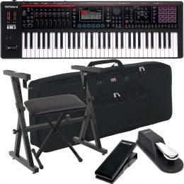 Roland Fantom-06 61-Key Keyboard, Stand, Bench, Sustain, Expression Pedal, Gator GKB-61 Bag Bundle