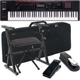Roland Fantom-07 76-Key Keyboard, Stand, Bench, Sustain, Expression Pedal, Gator GKB-76 Bag Bundle