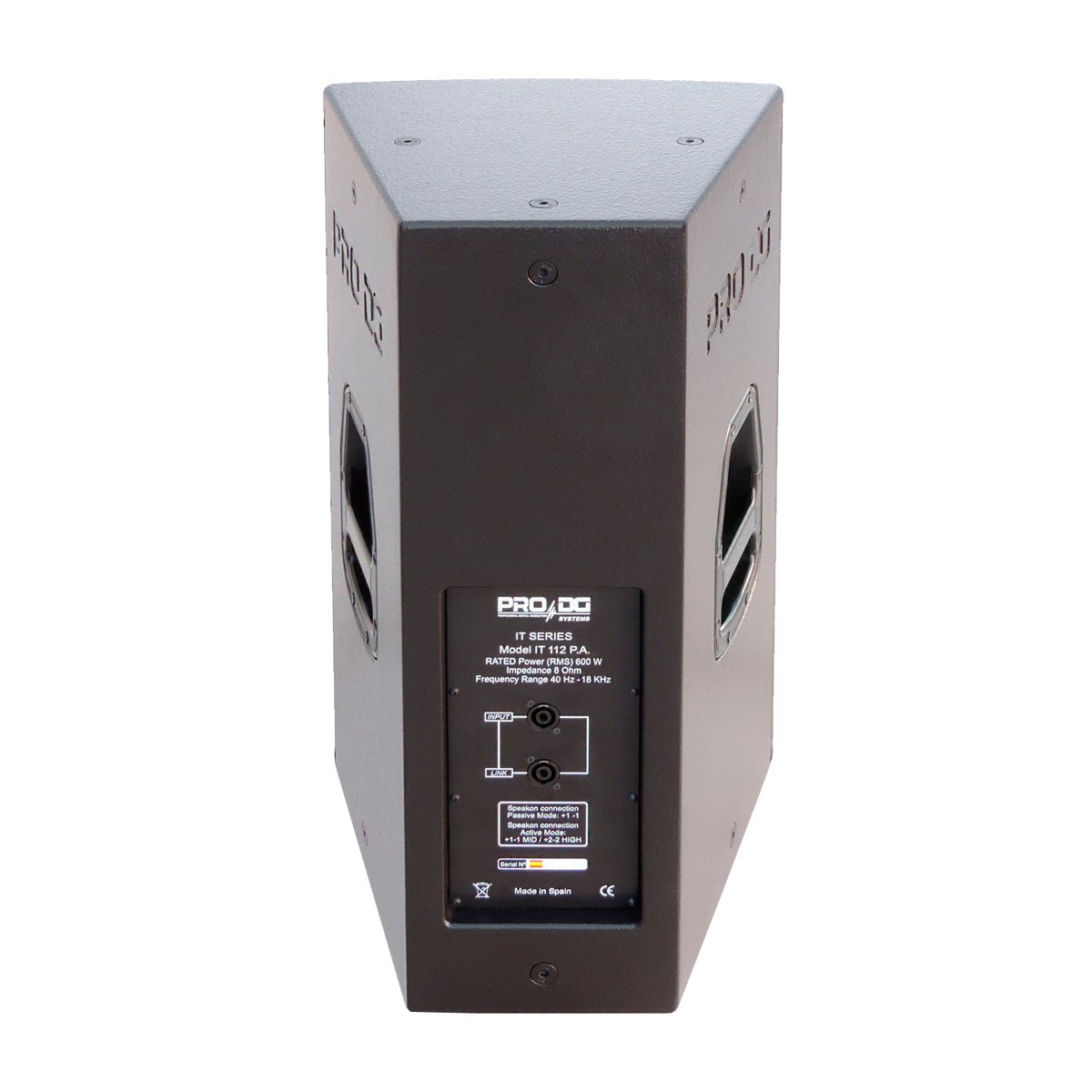 PRO DG IT 112 PA, 12” Passive 2 Way PA Speaker, Watts: 600W RMS 2400 Peak, 136 dB, Plywood, (Beyma Components), Ideal for DJs, Churches & Bands (Made in Spain)