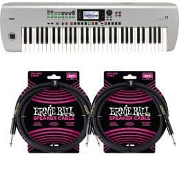 Korg i3 Arranger Keyboard (Silver), (2) ErnieBall Cables Bundle