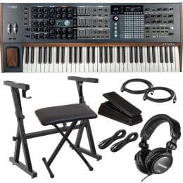Arturia PolyBrute 6-Voice Analog Synthesizer, Heavy Duty Stand and Bench, Moog EP-3, (2)1/4 Cables, (2)Midi Cables, Tascam TH02 Bundle