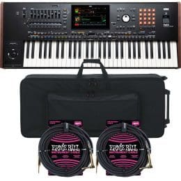 Korg Pa5X-61 61-Key Workstation, Gator GK-61 Case, (2) ErnieBall 1/4 Cables Bundle