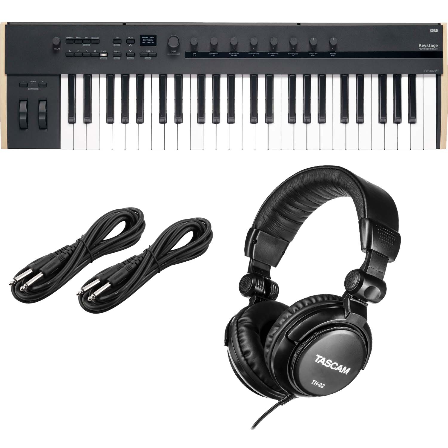 Korg Keystage 49-key MIDI Keyboard Controller, Sustain Pedal, (2