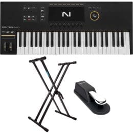Native Instruments Kontrol S49 Mk3 Keyboard Controller, Keyboard Stand, Sustain Pedal Bundle