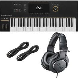Native Instruments Kontrol S49 Mk3 Keyboard Controller, AT ATH-M20X, (2) 1/4 Cables Bundle