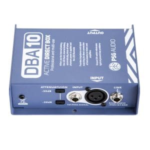 PSG AUDIO DBA-10 Professional High-Performance Active DI-Box Unit Hum Eliminator 1/4" instrument Direct Box to Balanced & Unbalanced XLR with Attenuator (Designed in USA) Support US Business