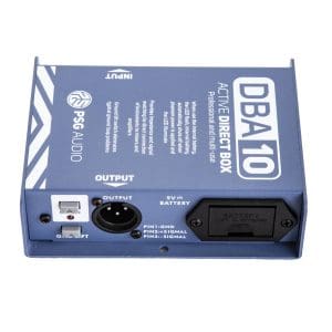 PSG AUDIO DBA-10 Professional High-Performance Active DI-Box Unit Hum Eliminator 1/4" instrument Direct Box to Balanced & Unbalanced XLR with Attenuator (Designed in USA) Support US Business