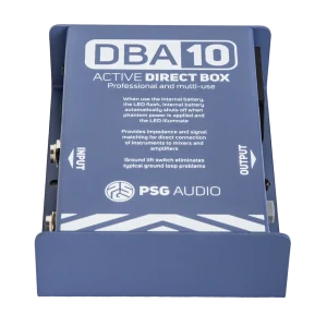 PSG AUDIO DBA-10 Professional High-Performance Active DI-Box Unit Hum Eliminator 1/4" instrument Direct Box to Balanced & Unbalanced XLR with Attenuator (Designed in USA) Support US Business
