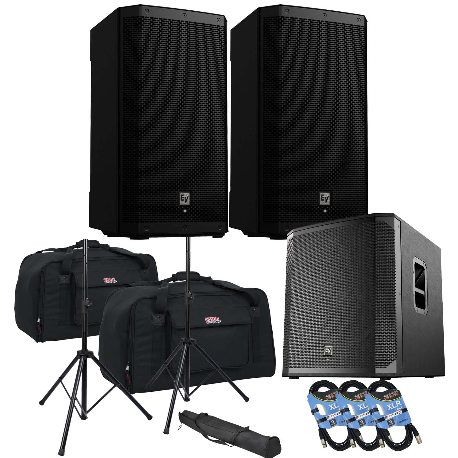 2) Electro-Voice ZLX-12P-G2 12″ 1000W Powered Speaker, (2) Gator