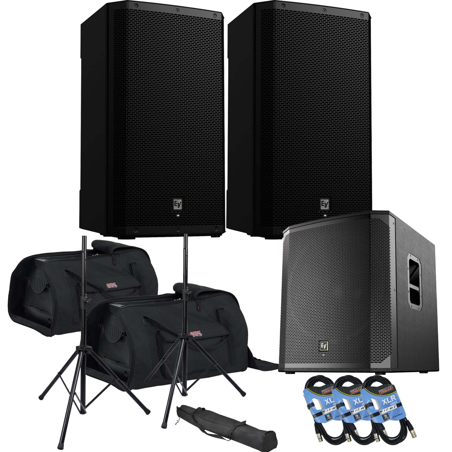 2) Electro-Voice ZLX-15P-G2 15″ 1000W Powered Speaker, (2) Gator