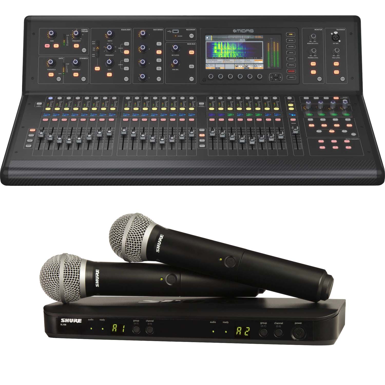 Midas M32 LIVE 40-channel Digital Mixer, Shure BLX288/PG58 Bundle