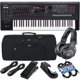 Roland Fantom 6 EX Synthesizer Workstation, Gator GKB-61, Sustain Pedal, Nektar NX-P, (2) XLR Cables, (2) 1/4 Cables, ATH-M30X Bundle