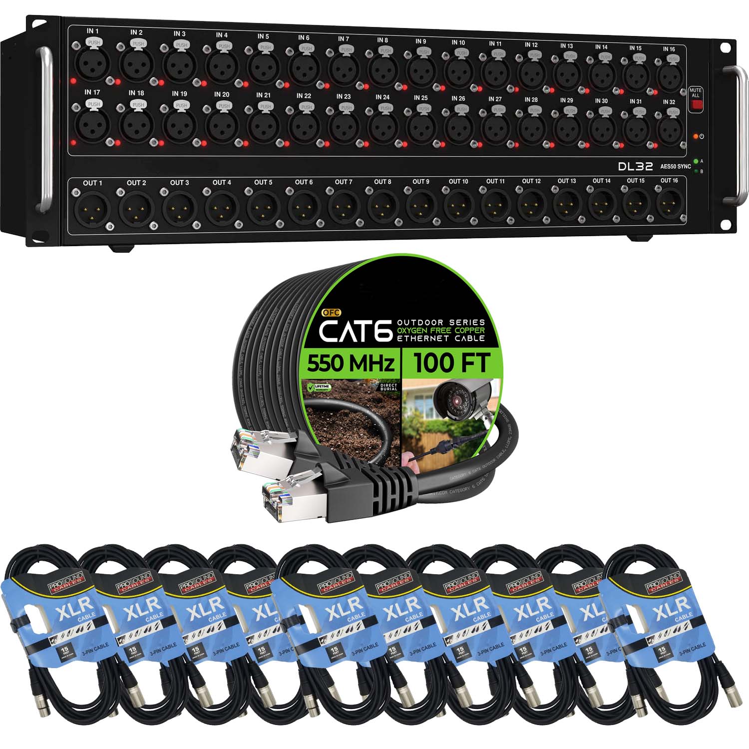 Midas DL32 32-input / 16-output Stage Box – GearIT CAT6 Cable
