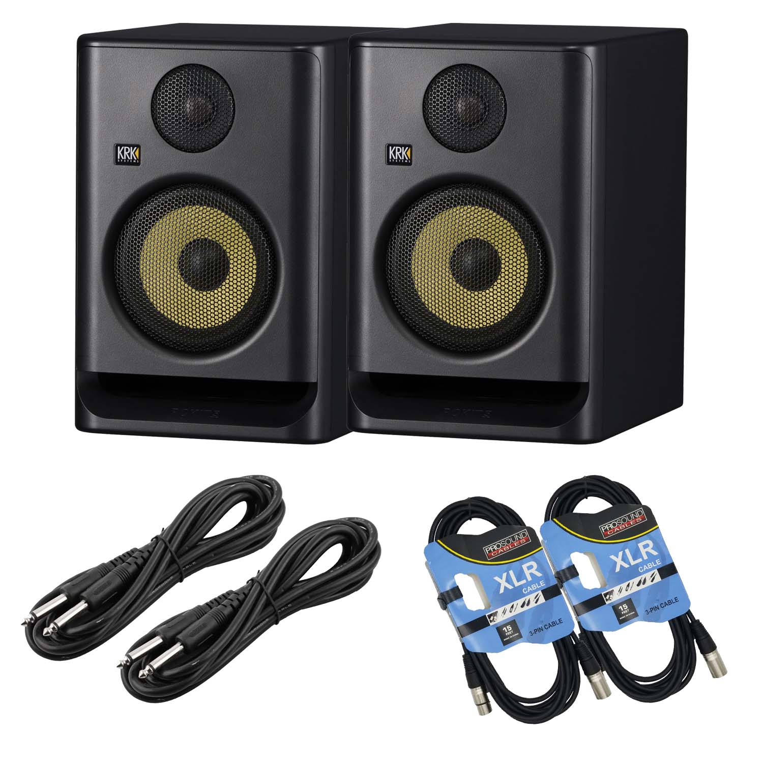 2) KRK ROKIT 5 G5 5″ Powered Studio Monitor (Black) – (2) XLR