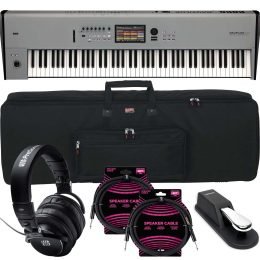 Korg Nautilus 88 AT Music Workstation (Limited-Edition Gray) - Gator GKB-88 - Presonus HD9 - (2) ErnieBall 1/4 - Sustain Pedal Bundle