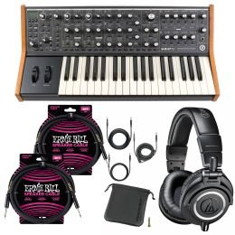 Moog Subsequent 37 Paraphonic Analog Synthesizer - ATH-M50X - (2) ErnieBall 1/4 Bundle