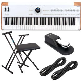 Arturia AstroLab 61-key Stage Keyboard - Keyboard Stand - Bench - Sustain Pedal - (2) 1/4 Cables Bundle